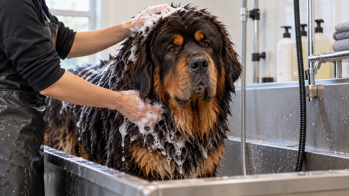 Tibet Mastifi köpek — banyo ve temizlik