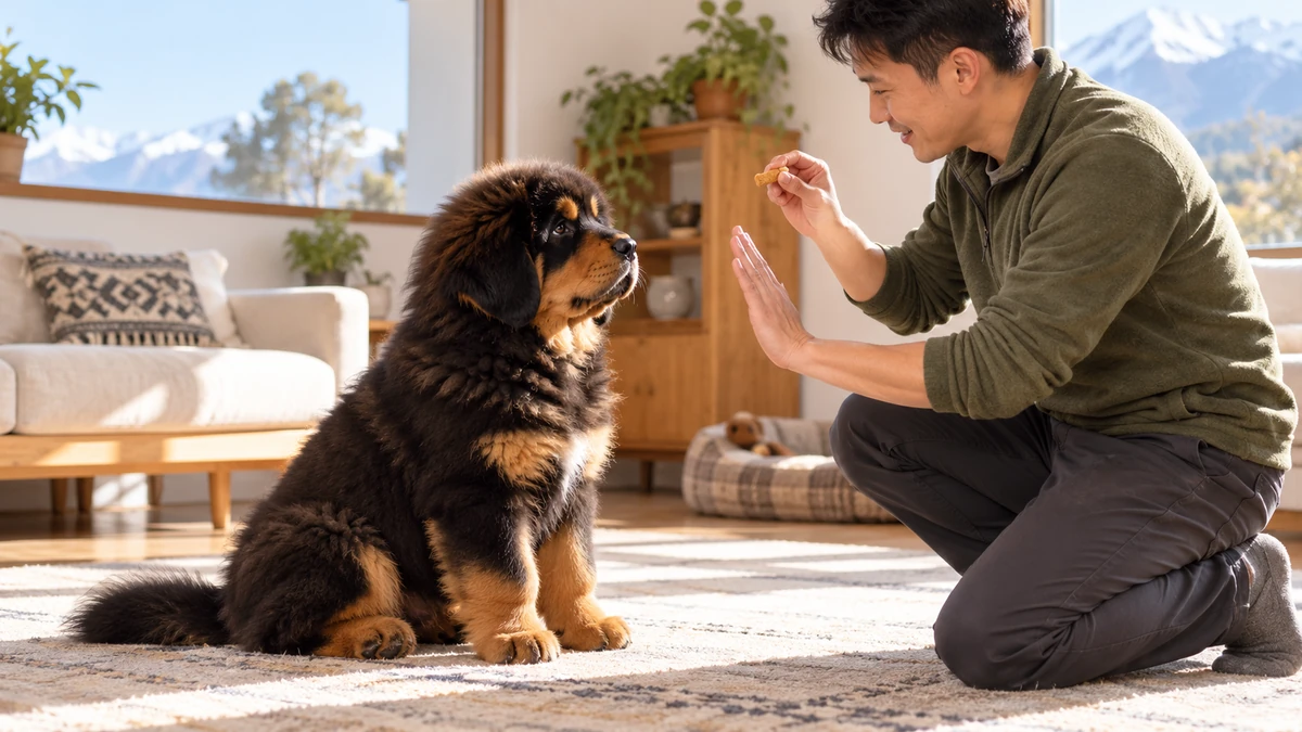 Tibet Mastifi yavru köpek — komut ve eğitim
