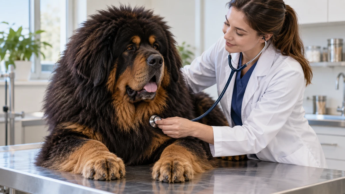 Tibet Mastifi köpek — veteriner kontrolü